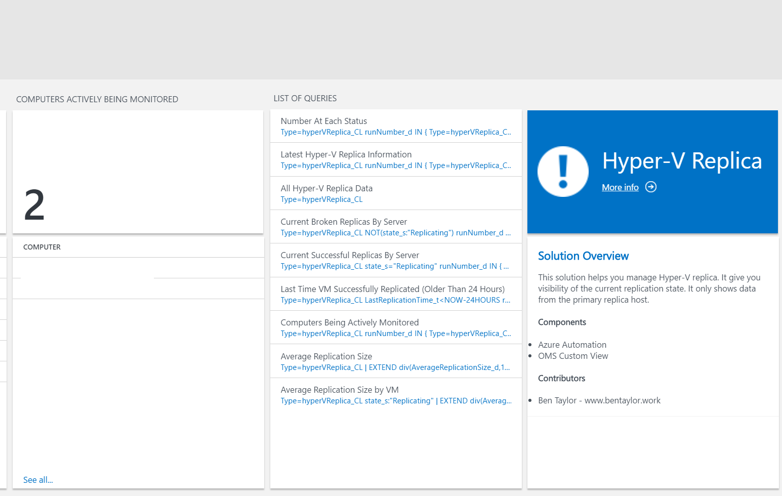Hyper-V Replica OMS Solution Overview Hyper-V Replica OMS Solution