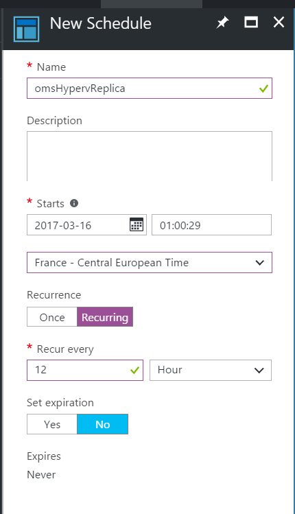 Azure Automation Schedule Hyper-V Replica OMS Solution