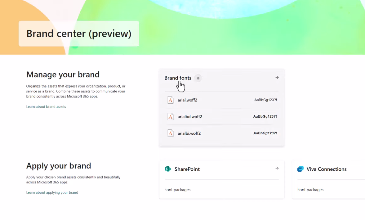 Screenshot of the SharePoint brand center