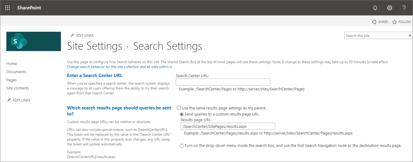 Search Query Settings