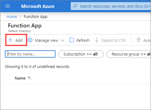Add Azure Function App