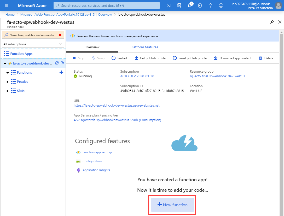 Azure Function App Landing Page
