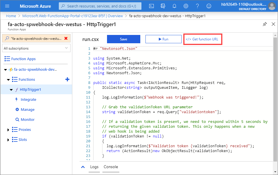 Log message console