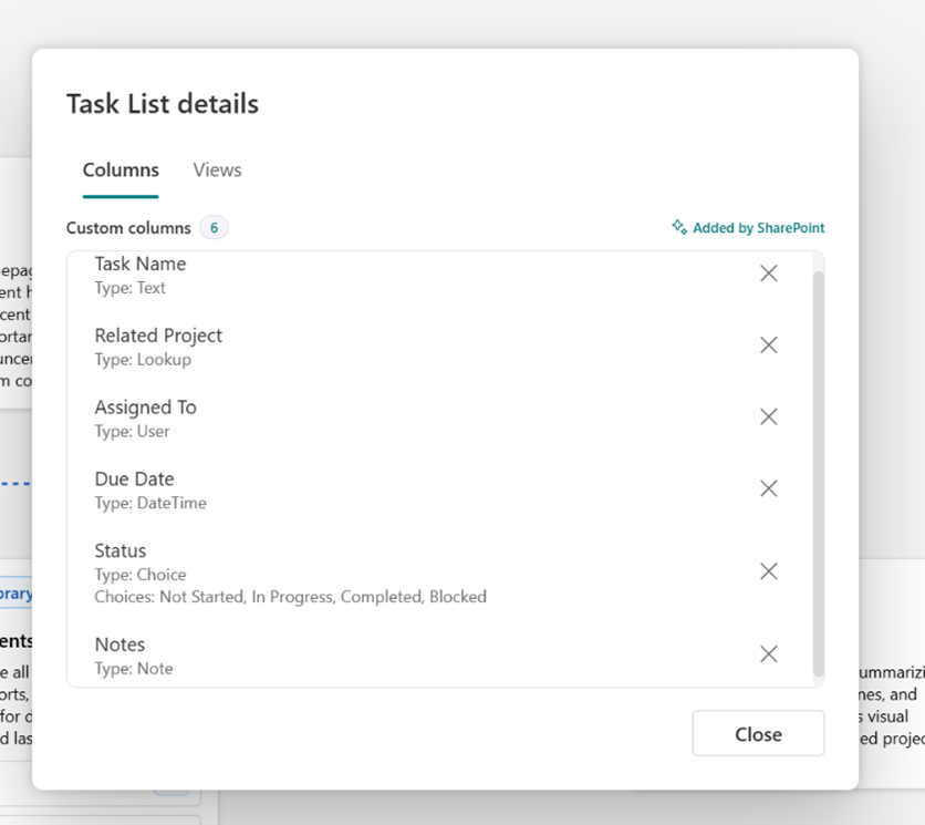Screenshot showing details of a selected item in the site plan outline.