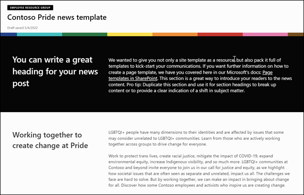 Image of the page template with a theme that matches the site.