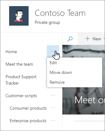 Image of the menu options