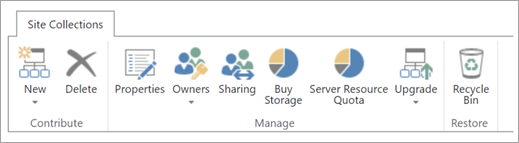 Ribbon on site collections page