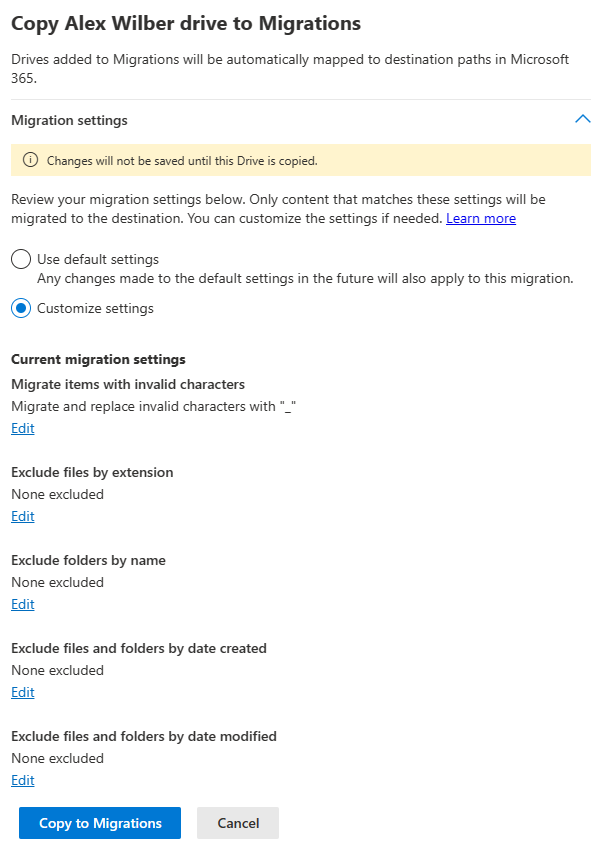 copy google drive and review settings