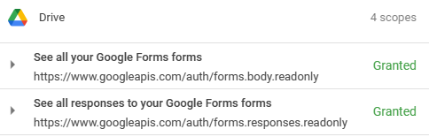 google permissions granting for gsheet