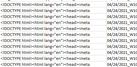Google error report includes HTML code
