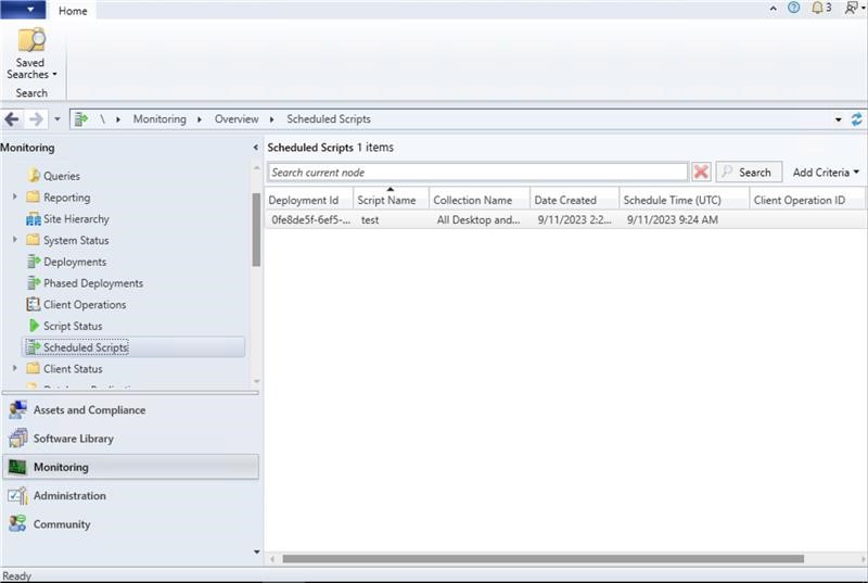 Screenshot of script - schedule monitoring,