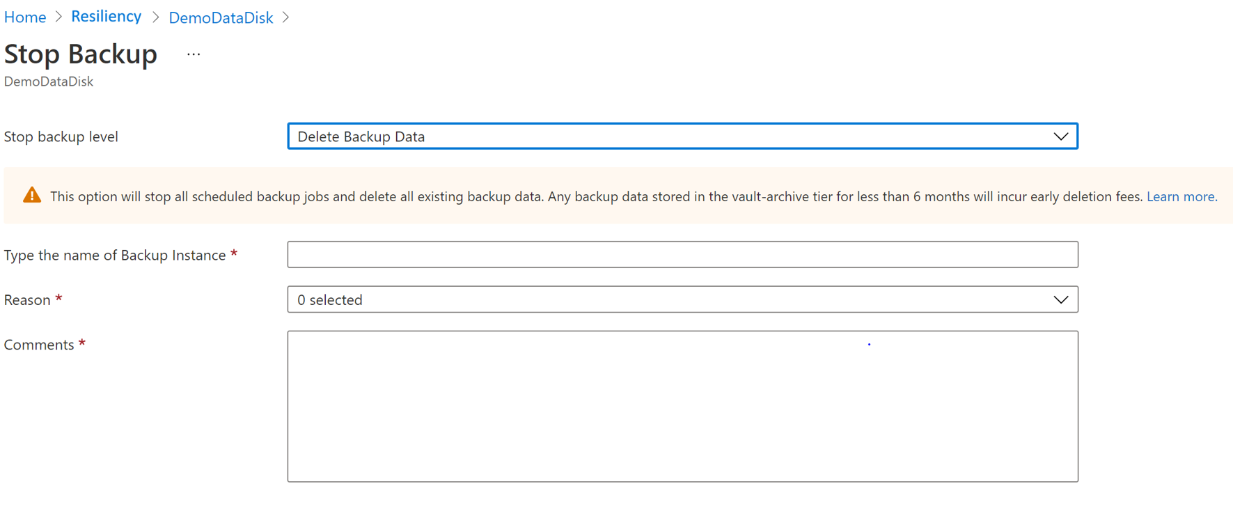 Screenshot for the confirmation for stopping backup.
