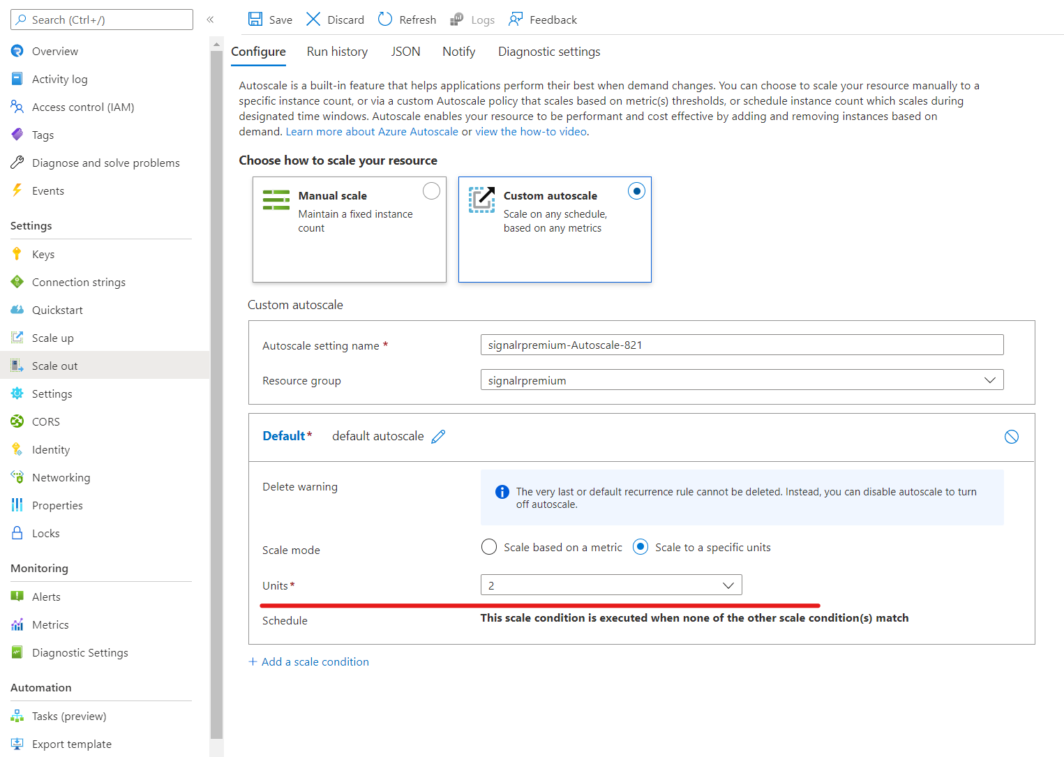 Screenshot of scale rule criteria.