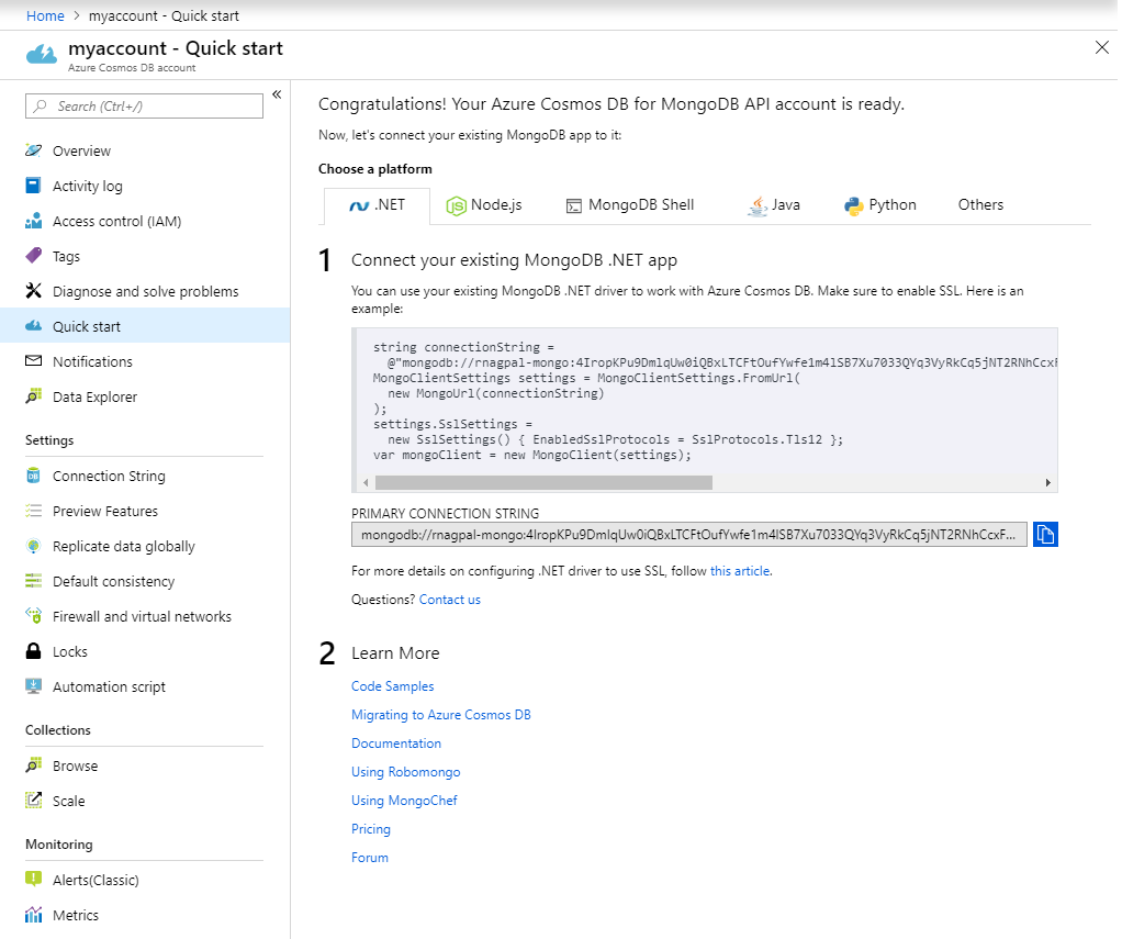 Screenshot of the Azure portal Notifications pane.