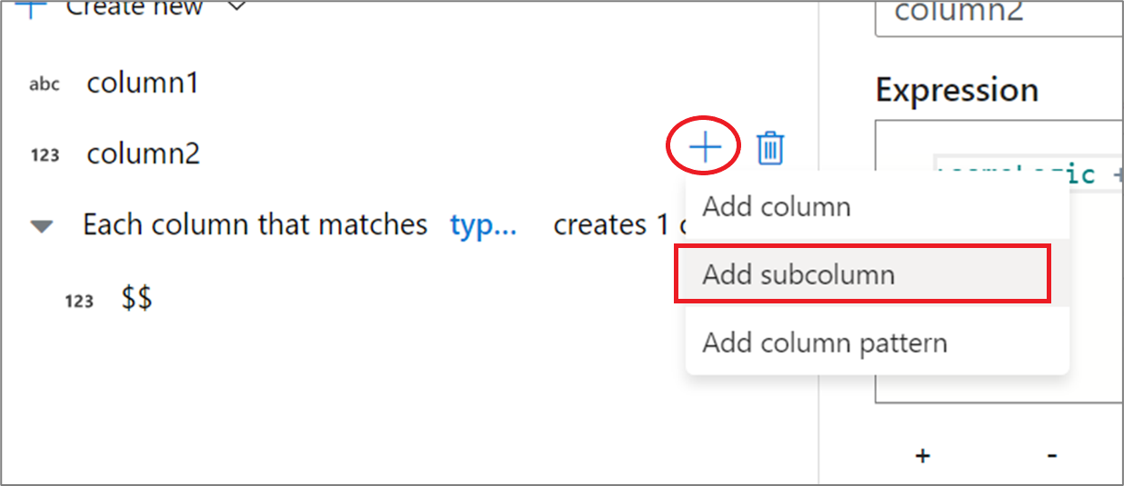 Add subcolumn