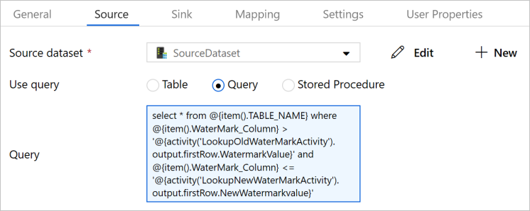 Copy Activity - source settings