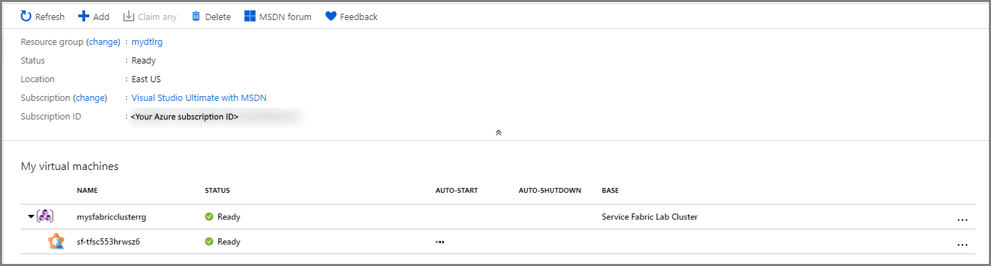 Screenshot that shows cluster created.