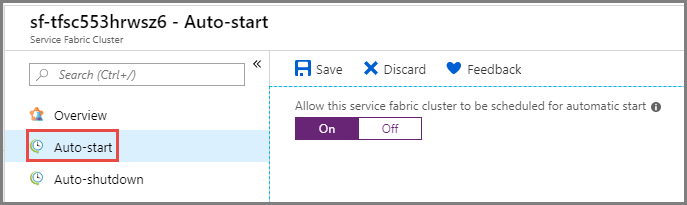 Screenshot that shows the Auto start page.