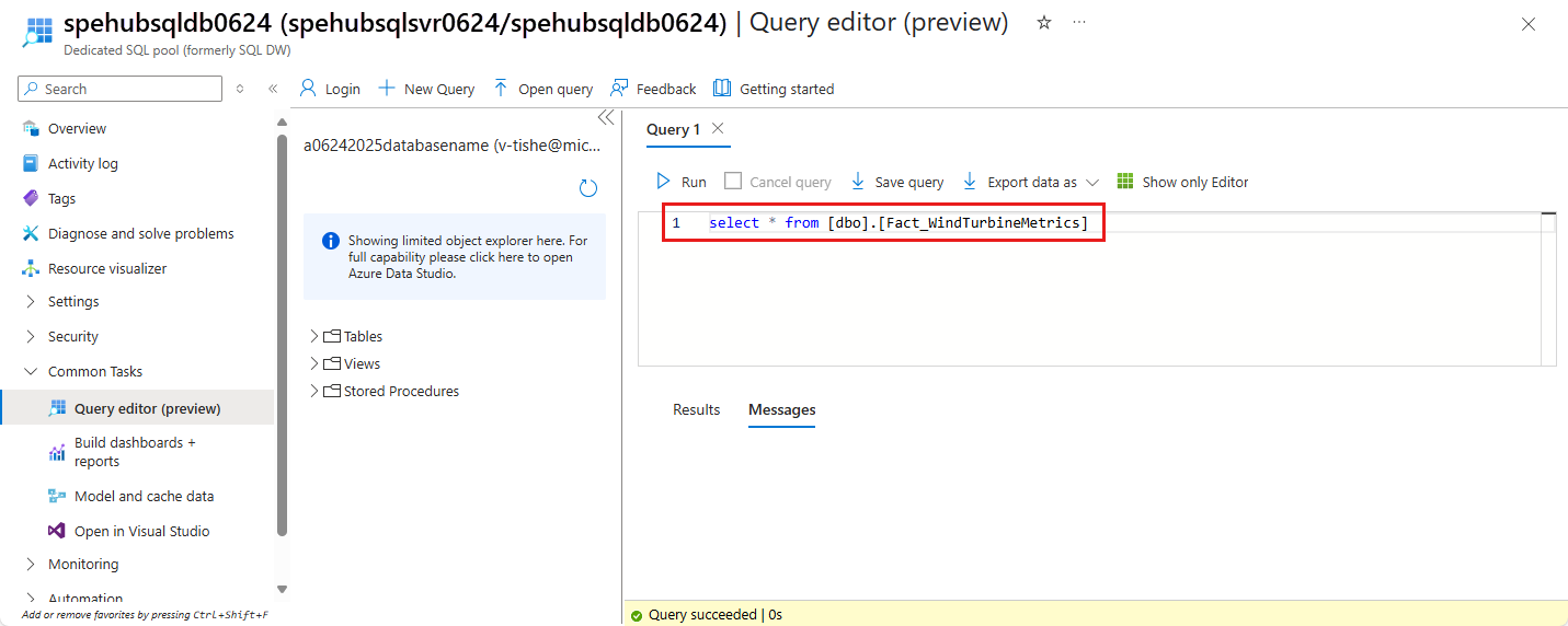 Screenshot showing the final query results.