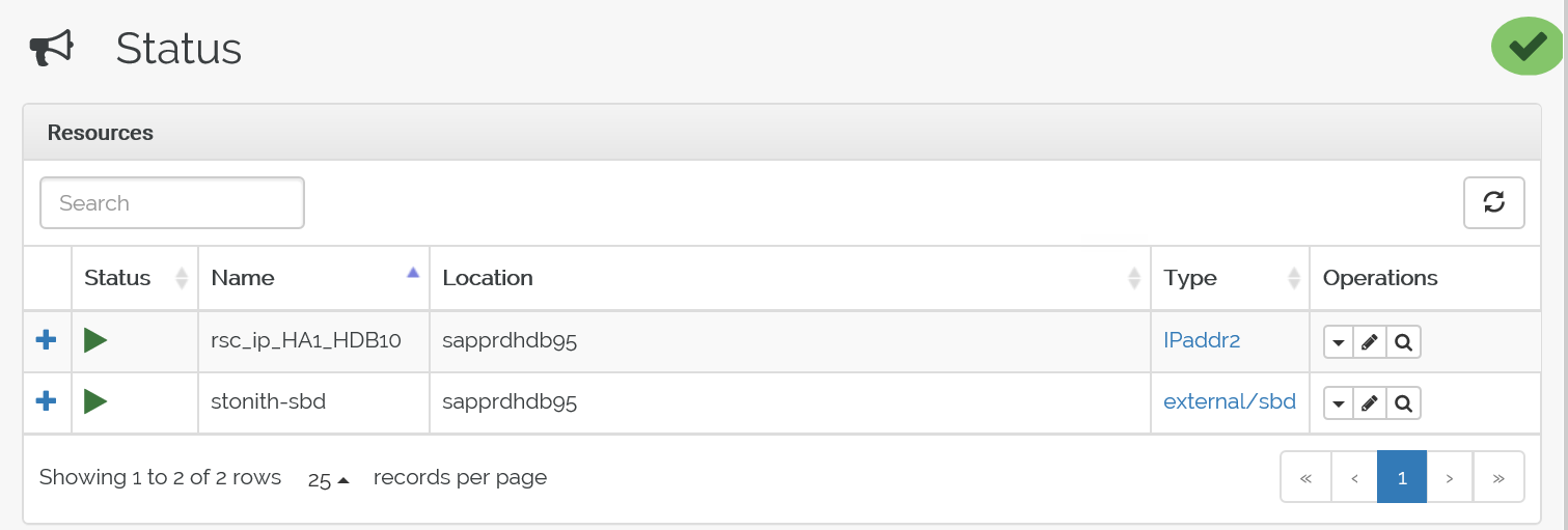 Screenshot that shows the status of the two resources after failover.