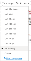 Setting time ranges in the query tool