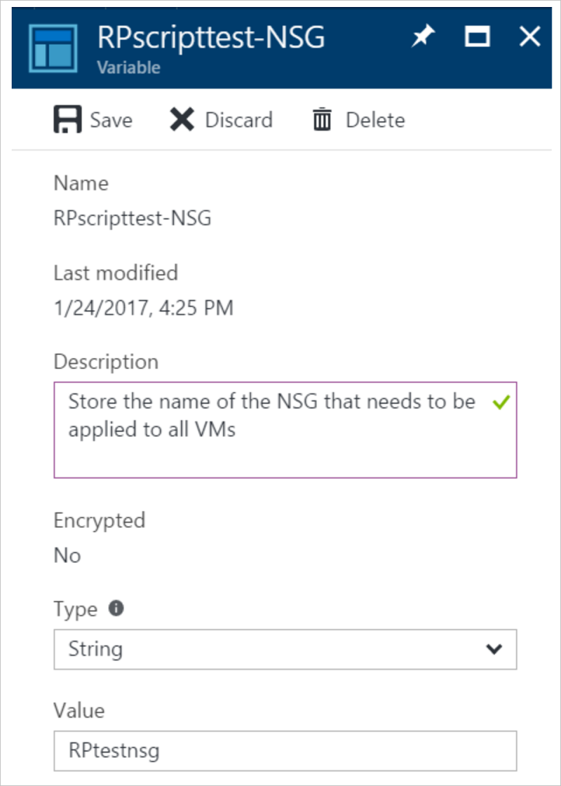 Create an NSG name variable