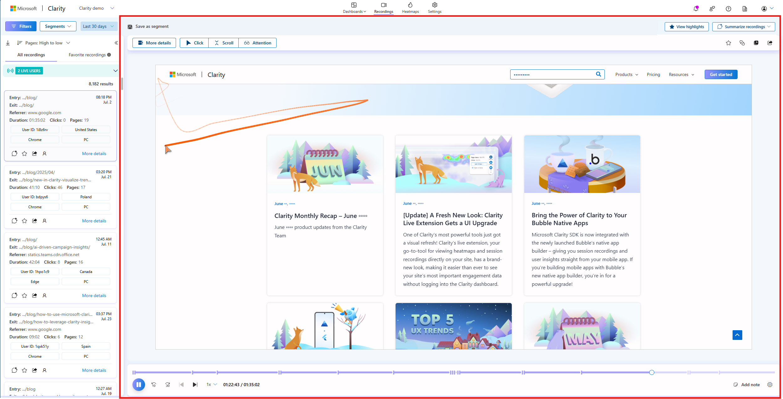 Playback viewer details.