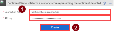 Connection name and API key