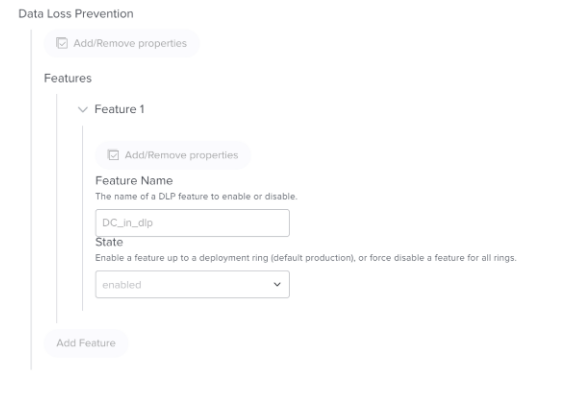 Screenshot that shows how to enable Device Control in Microsoft Defender for Endpoint Data Loss Prevention / Features.