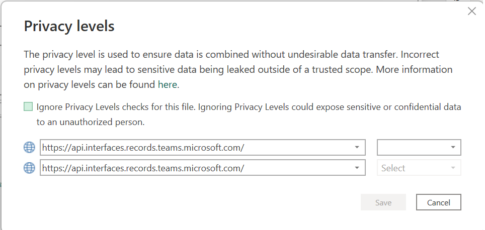 Screenshot showing data privacy screen.