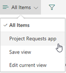 Zobrazenie aplikácie Project Requests.
