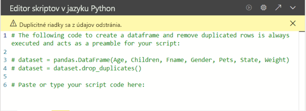 Screenshot that shows the Python script editor with initial comments.