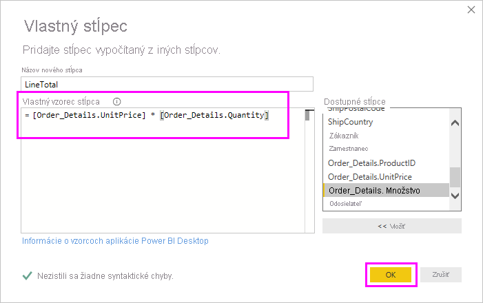 Screenshot that highlights the New column name and Custom column formula fields.