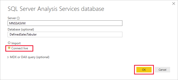 Snímka obrazovky s podrobnosťami o službe Analysis Services.
