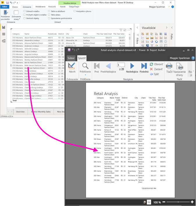 Screenshot of Report Builder paginated report printed from Power BI Desktop.