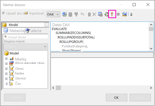 Screenshot of the Execute query button in the Query Designer.