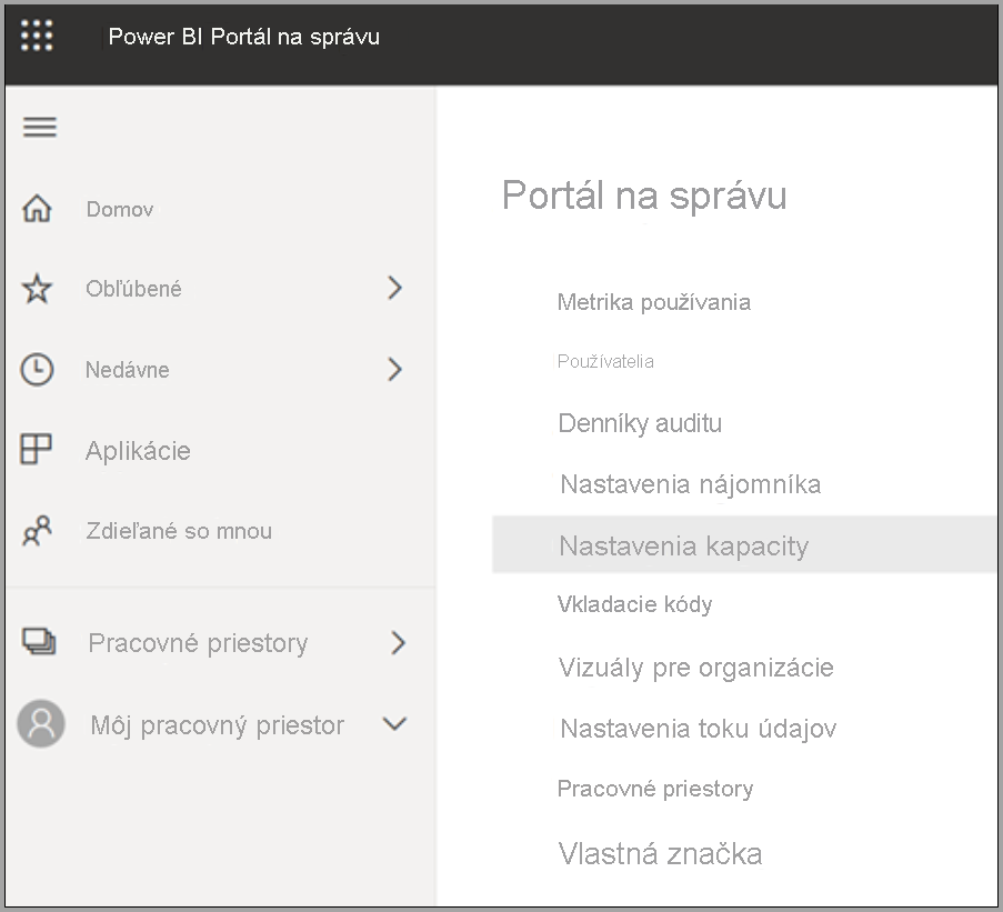 Select a capacity to manage settings