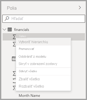 Screenshot of the new context menu for a field in Power BI Desktop.
