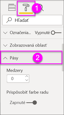 Screenshot that shows the formatting options for the ribbon chart visualization.