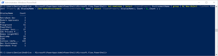 Prostredie Get-AdminPowerApp.