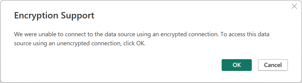 Snímka obrazovky s upozornením na podporu šifrovania databázy SQL Servera.