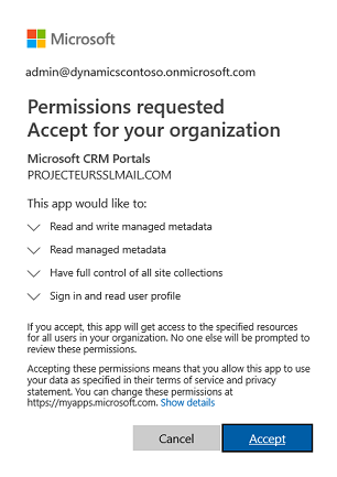 Zakážte obrazovku súhlasu s integráciou SharePoint Zakážte obrazovku súhlasu s integráciou SharePoint.