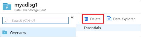 Delete Data Lake Storage Gen1 account