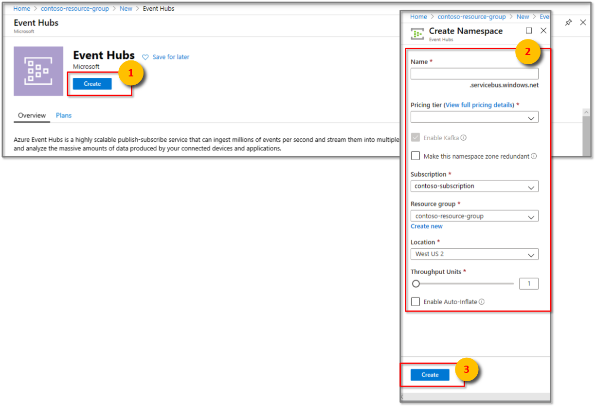 Create an Event Hubs Namespace