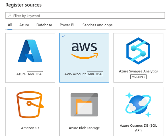 Add an Amazon account as a Microsoft Purview data source.