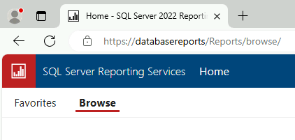 Screenshot of a browser window that shows the main folder of SSRS.