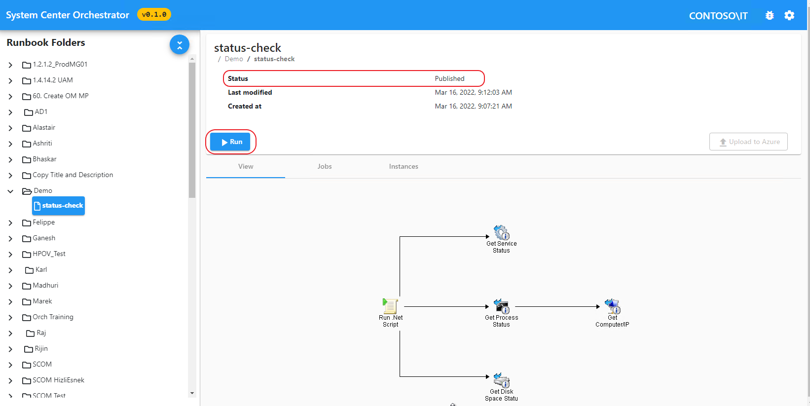 Screenshot showing runbook view.