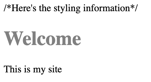 Screenshot of rendered H T M L page displays the heading 1 in grey.