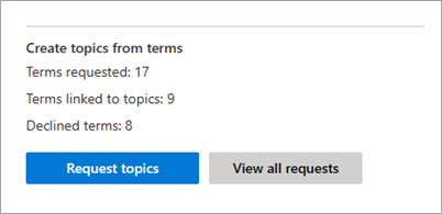 Screenshot showing the Create topic from this term page in the SharePoint admin center for a multiple terms.