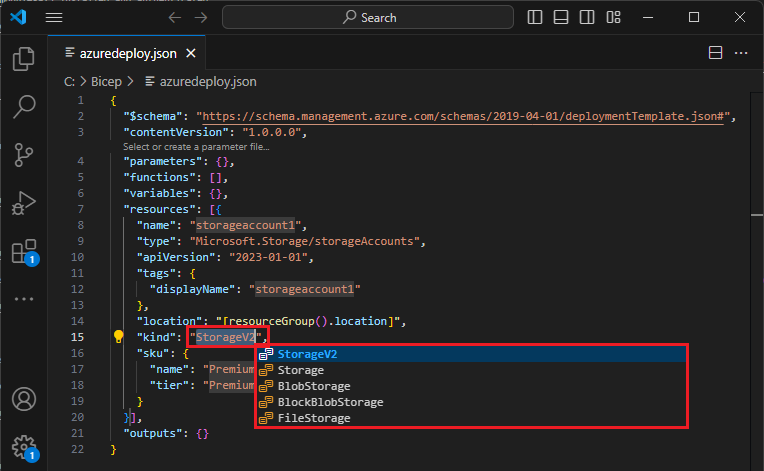 Screenshot showing how the tab key can be used to navigate through resource configuration.